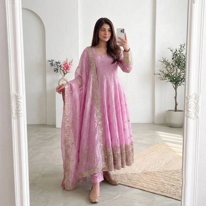 Vastra Creation's Designer Party Wear Gown with Dupatta & Pant