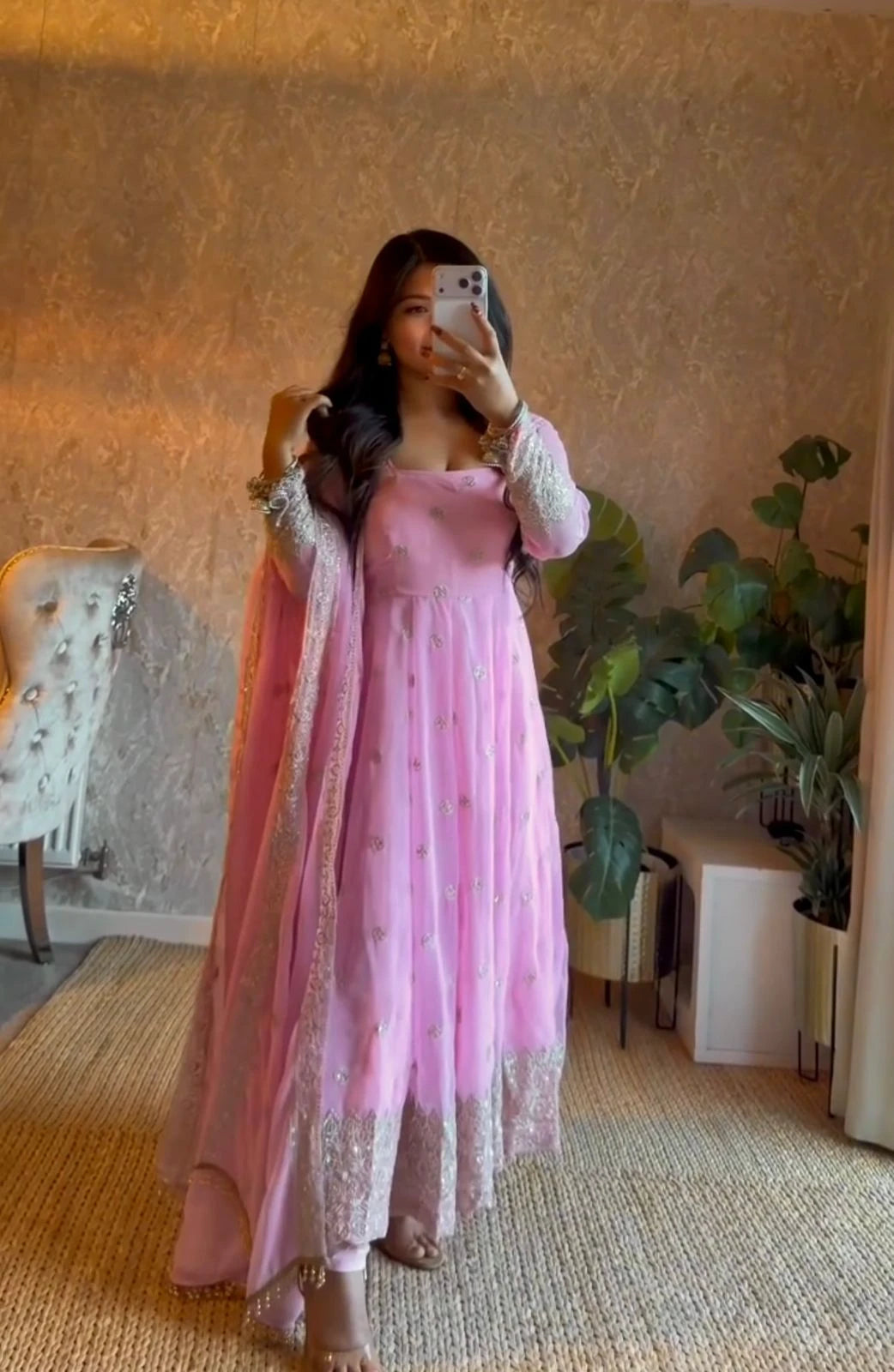 Vastra Creation's Designer Party Wear Gown with Dupatta & Pant