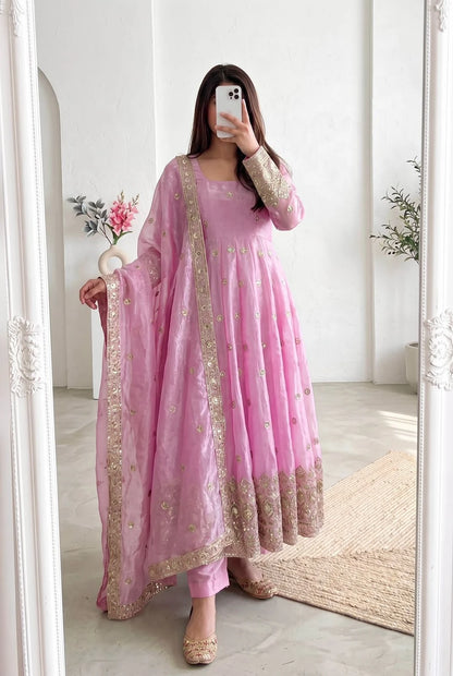 Vastra Creation's Designer Party Wear Gown with Dupatta & Pant