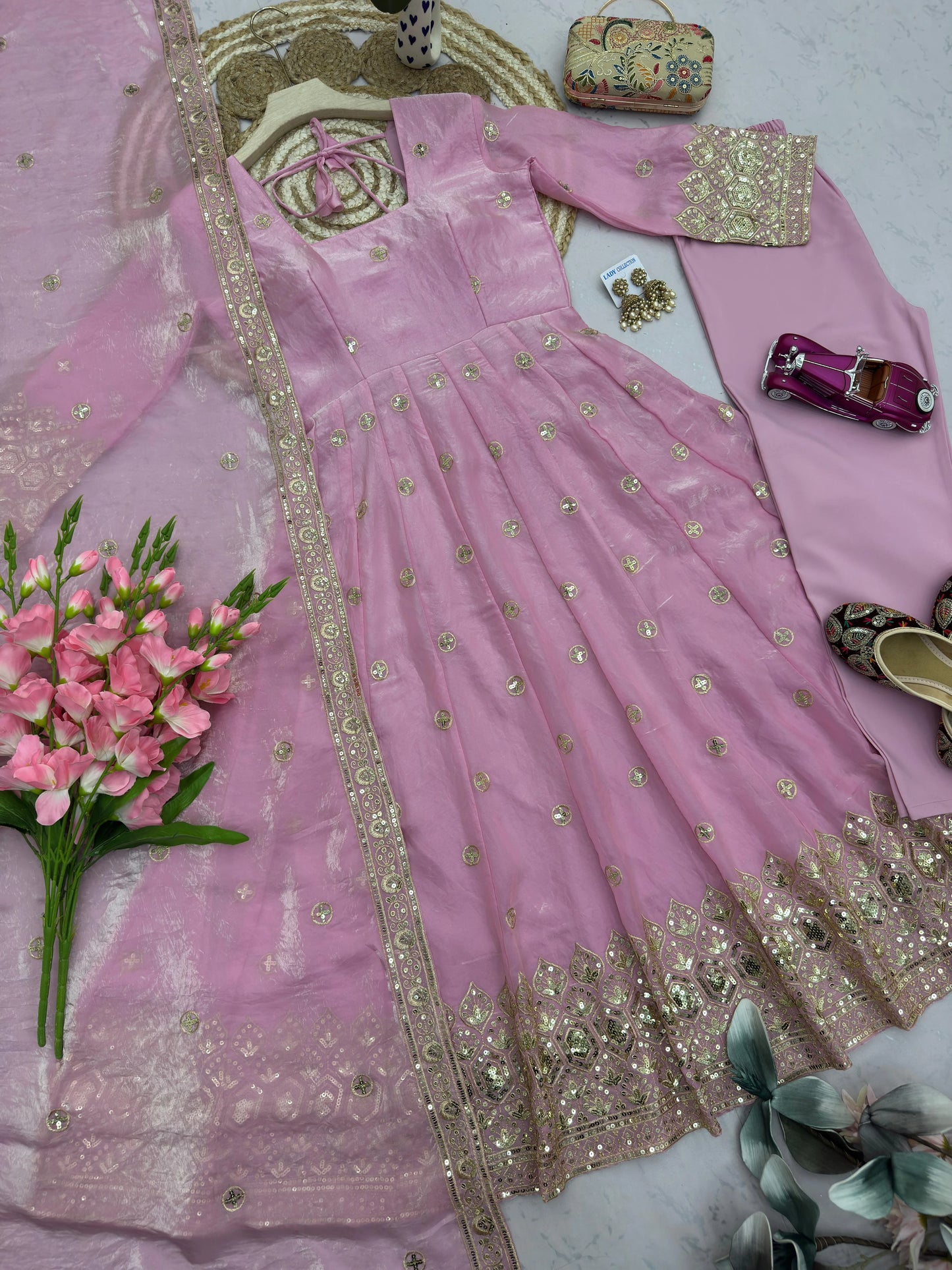 Vastra Creation's Designer Party Wear Gown with Dupatta & Pant