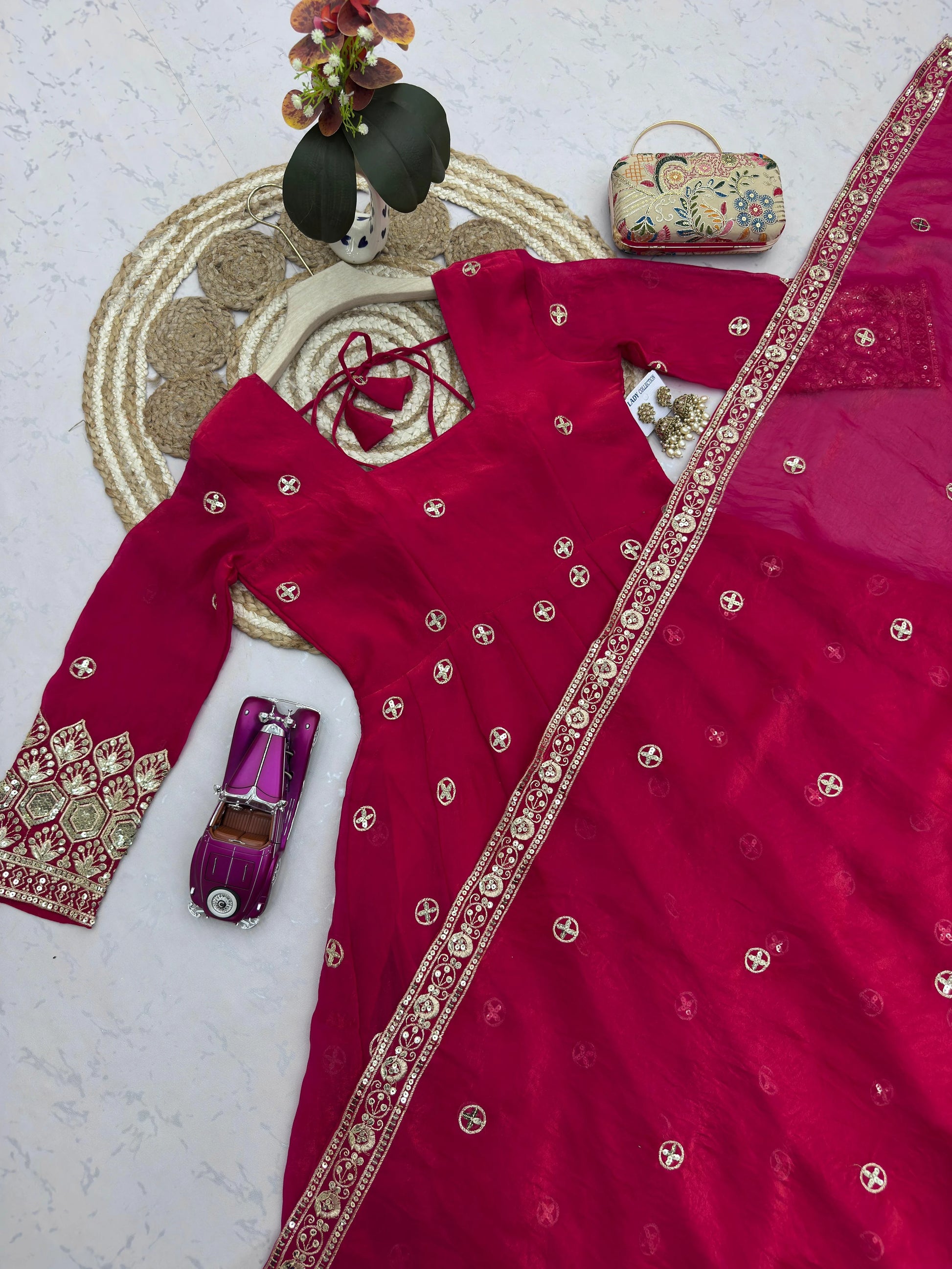 Vastra Creation's Designer Party Wear Gown with Dupatta & Pant