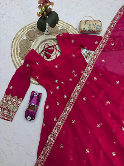 Vastra Creation's Designer Party Wear Gown with Dupatta & Pant