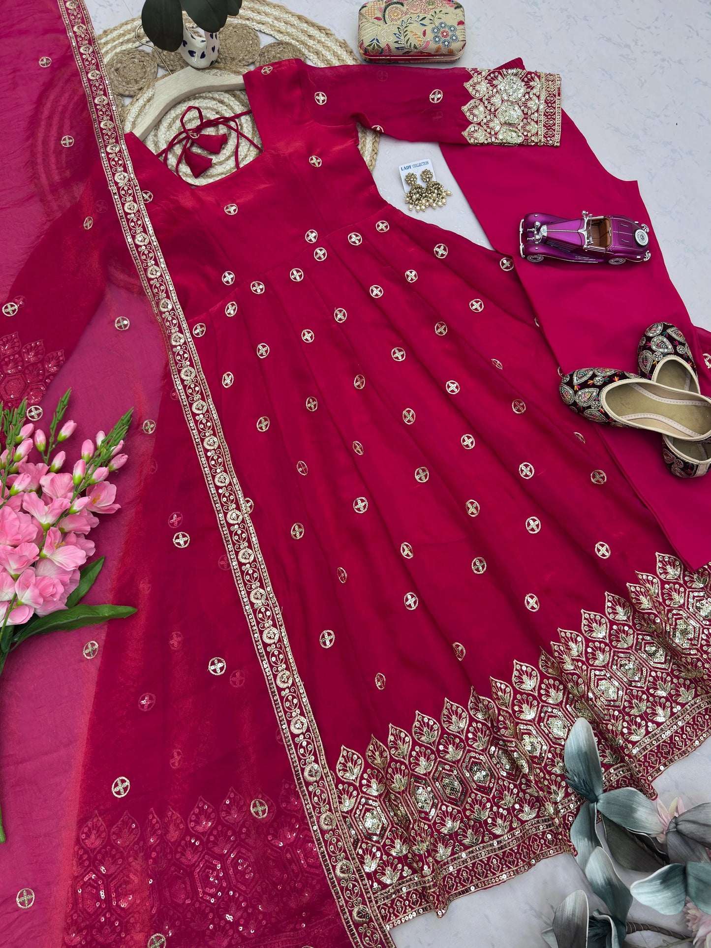 Vastra Creation's Designer Party Wear Gown with Dupatta & Pant