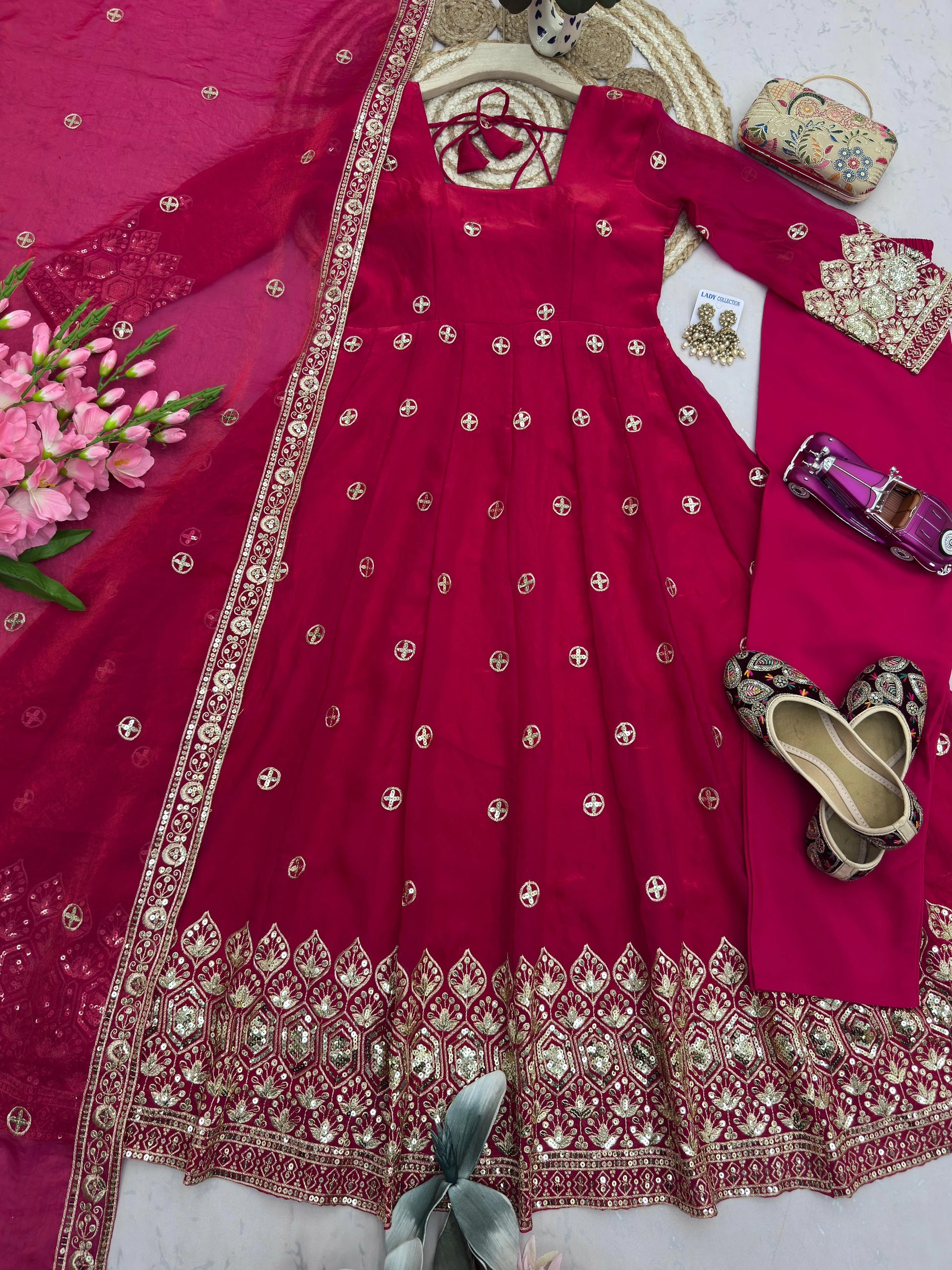 Vastra Creation's Designer Party Wear Gown with Dupatta & Pant
