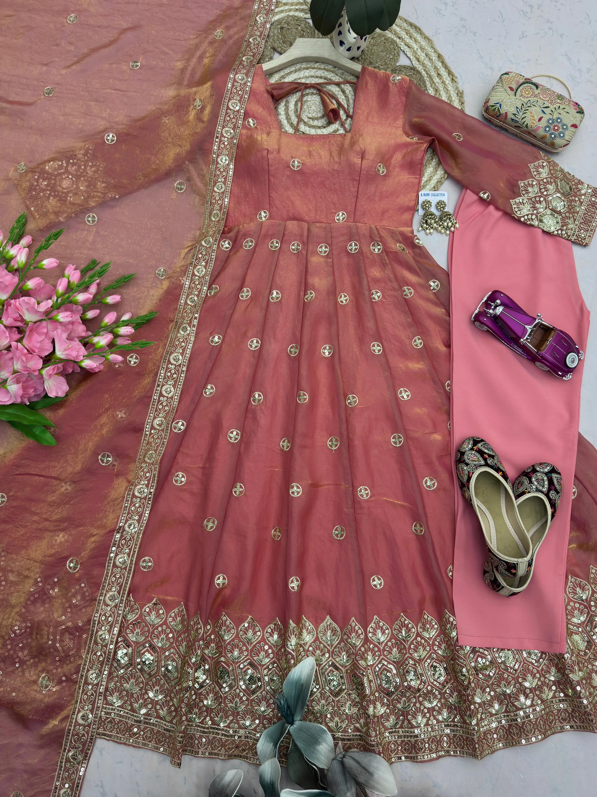Vastra Creation's Designer Party Wear Gown with Dupatta & Pant