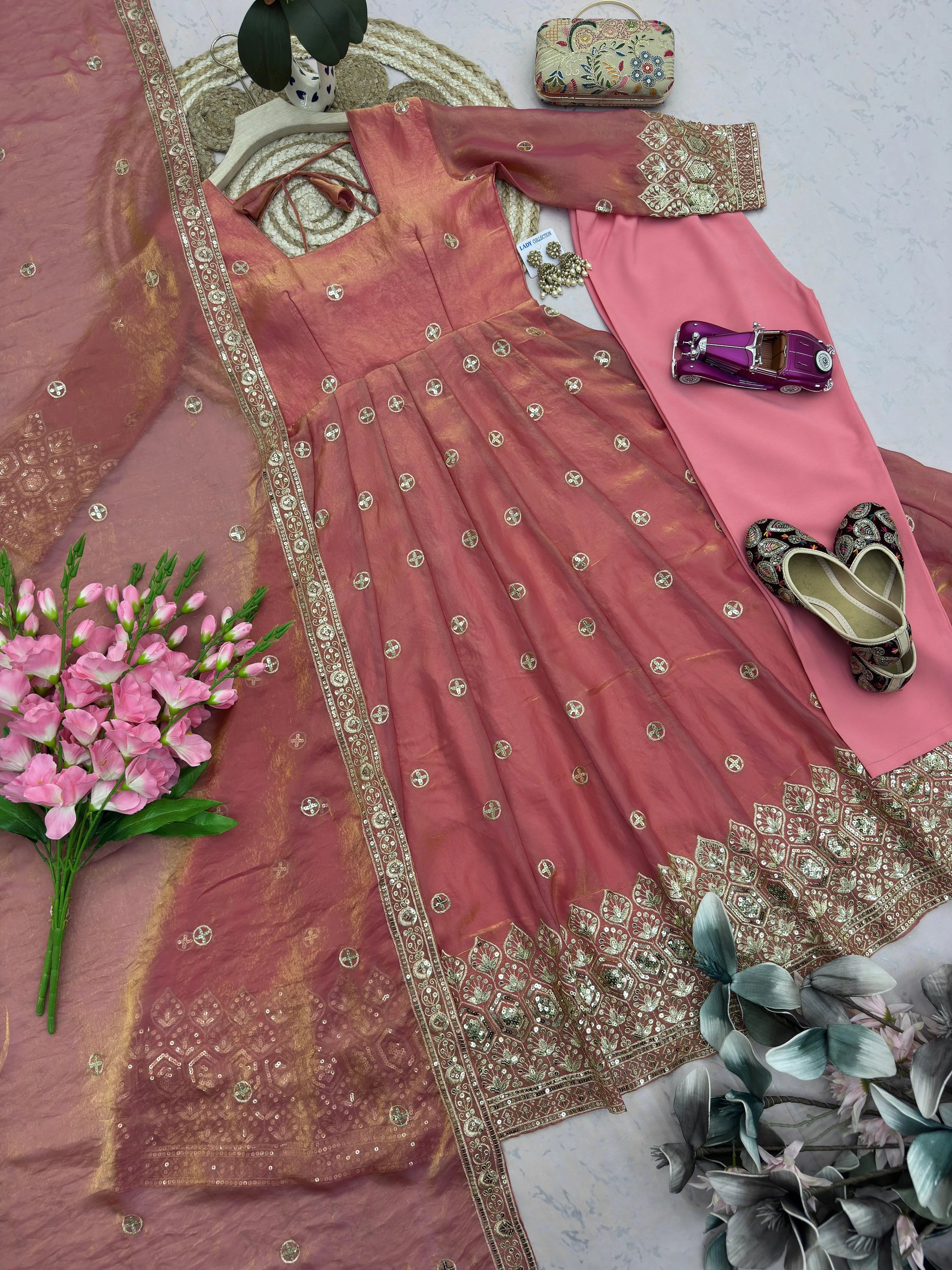Vastra Creation's Designer Party Wear Gown with Dupatta & Pant