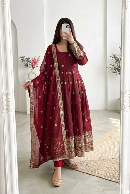 Vastra Creation's Designer Party Wear Gown with Dupatta & Pant