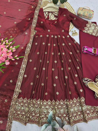 Vastra Creation's Designer Party Wear Gown with Dupatta & Pant