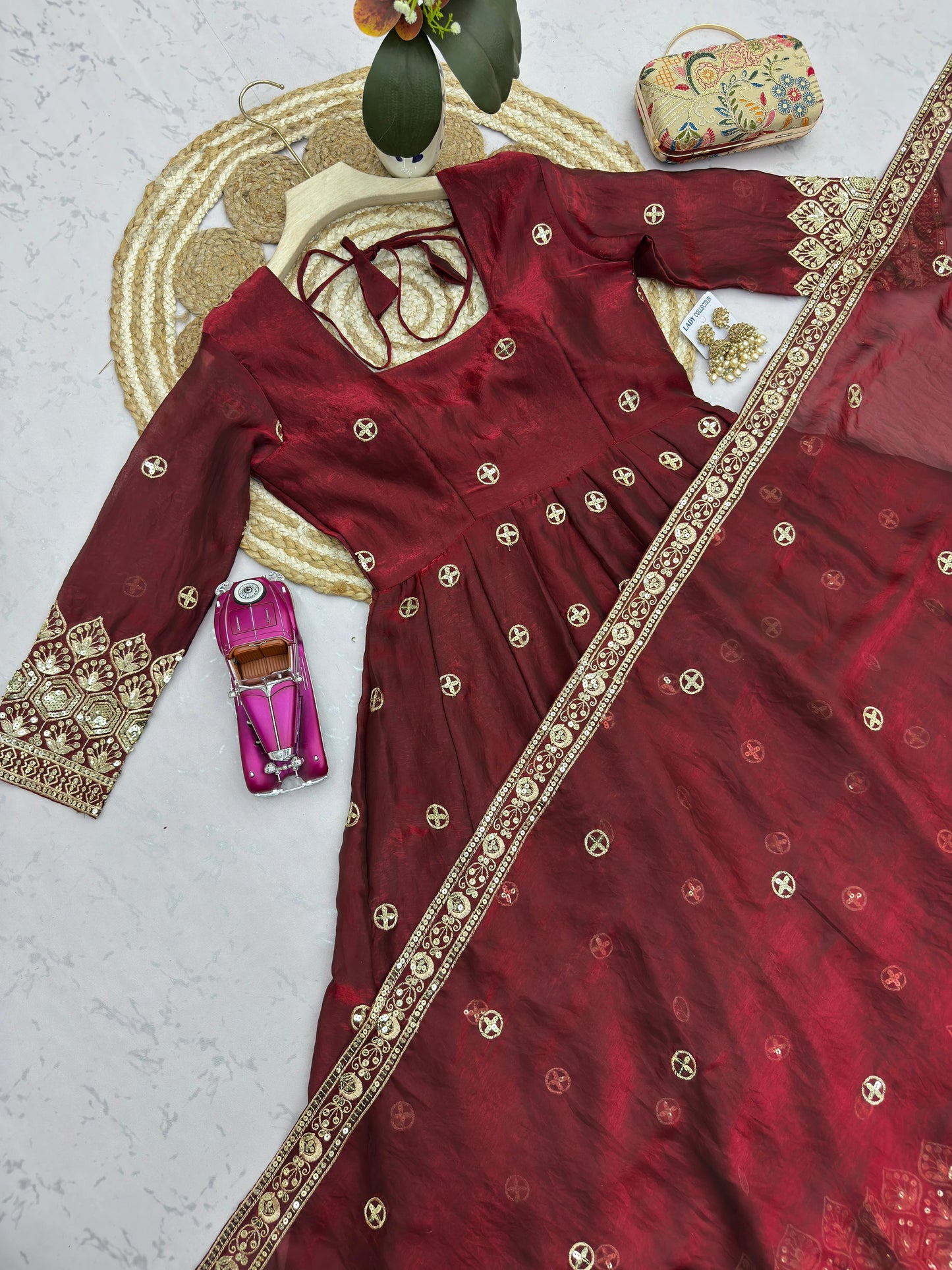 Vastra Creation's Designer Party Wear Gown with Dupatta & Pant