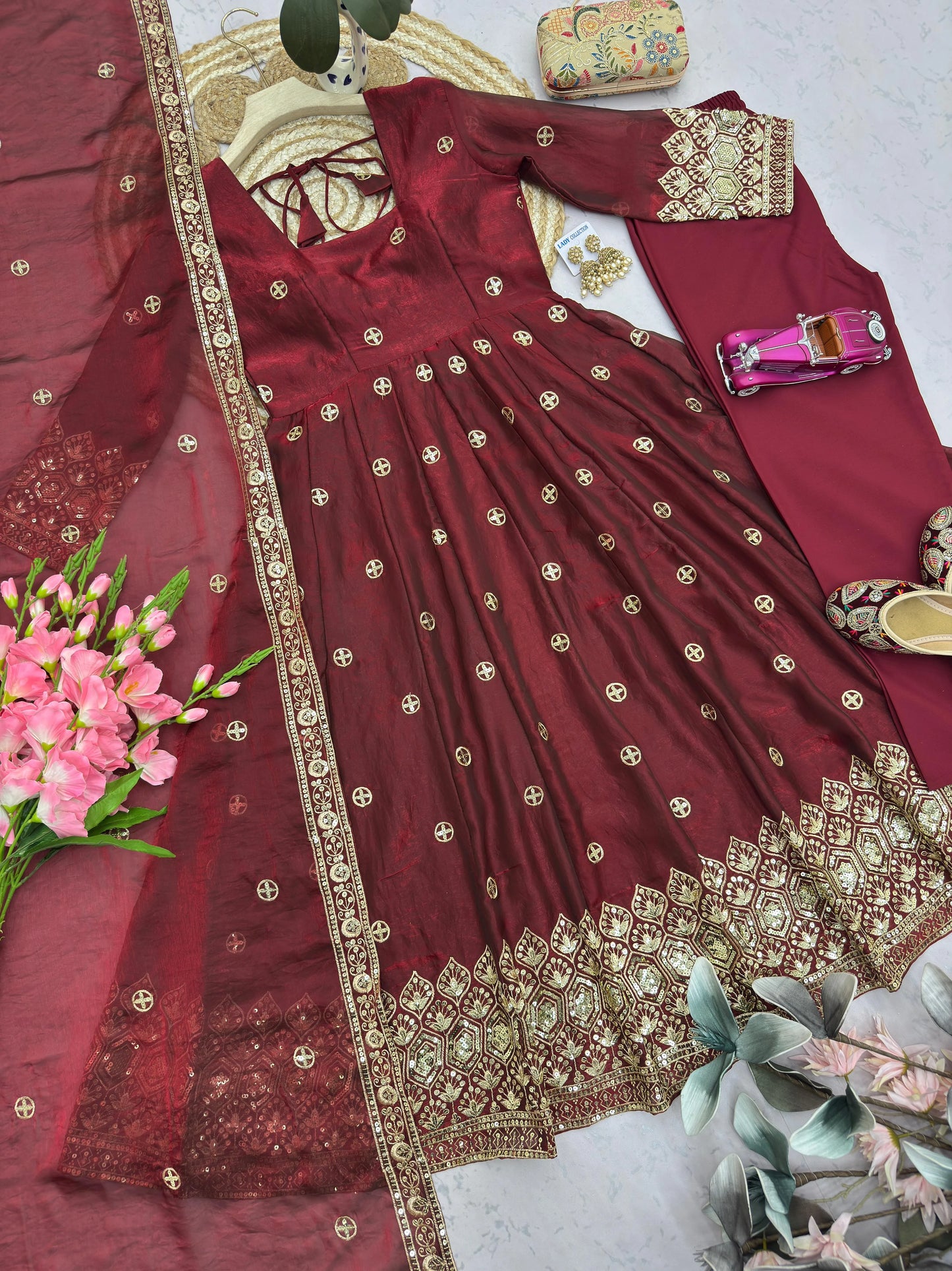 Vastra Creation's Designer Party Wear Gown with Dupatta & Pant