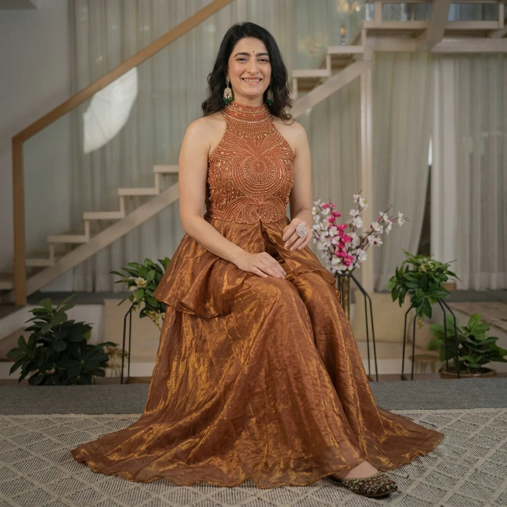 Vastra Creation's Full Neck Top with Sharara Palazzo Set
