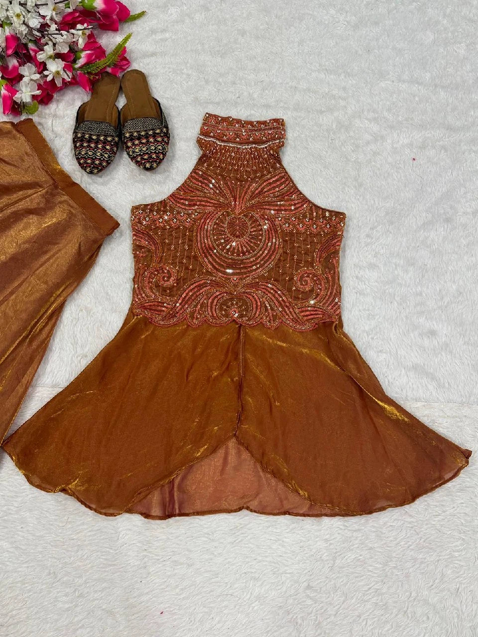 Vastra Creation's Full Neck Top with Sharara Palazzo Set