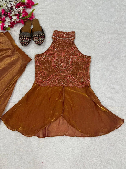 Vastra Creation's Full Neck Top with Sharara Palazzo Set