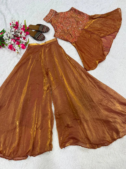 Vastra Creation's Full Neck Top with Sharara Palazzo Set