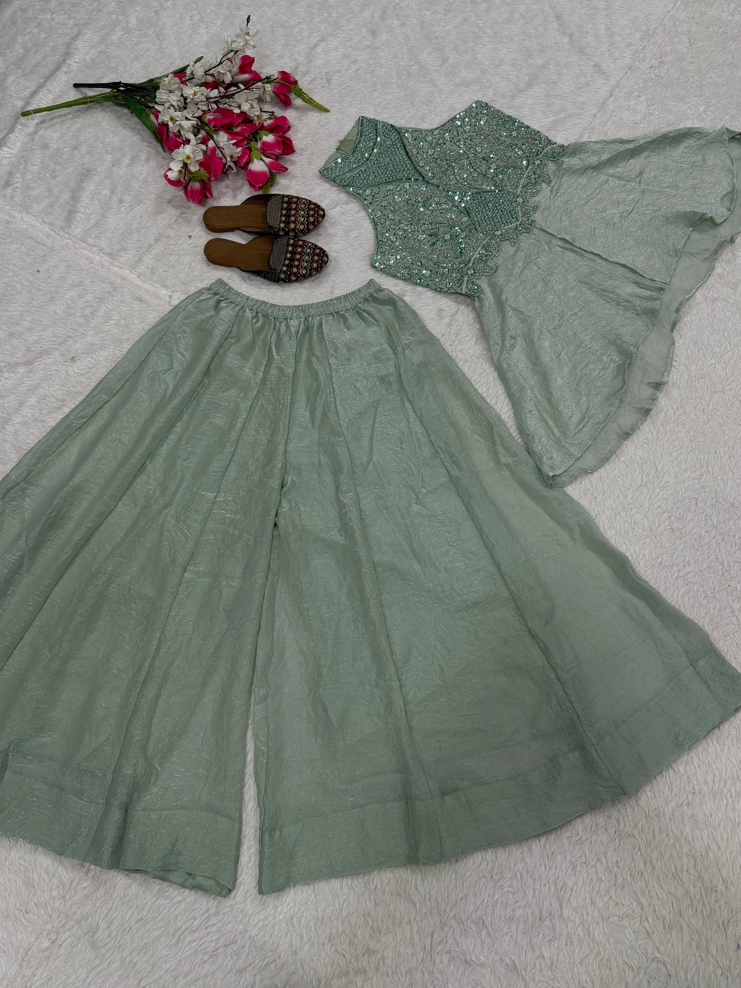 Vastra Creation's Full Neck Top with Sharara Palazzo Set