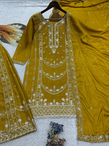 Vastra Creation's Designer Pakistani Style Top, Palazzo & Dupatta Set
