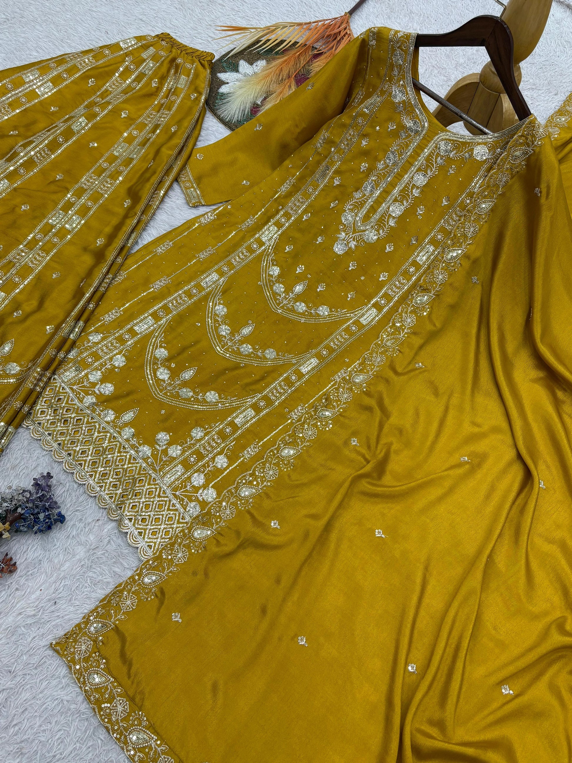 Vastra Creation's Designer Pakistani Style Top, Palazzo & Dupatta Set