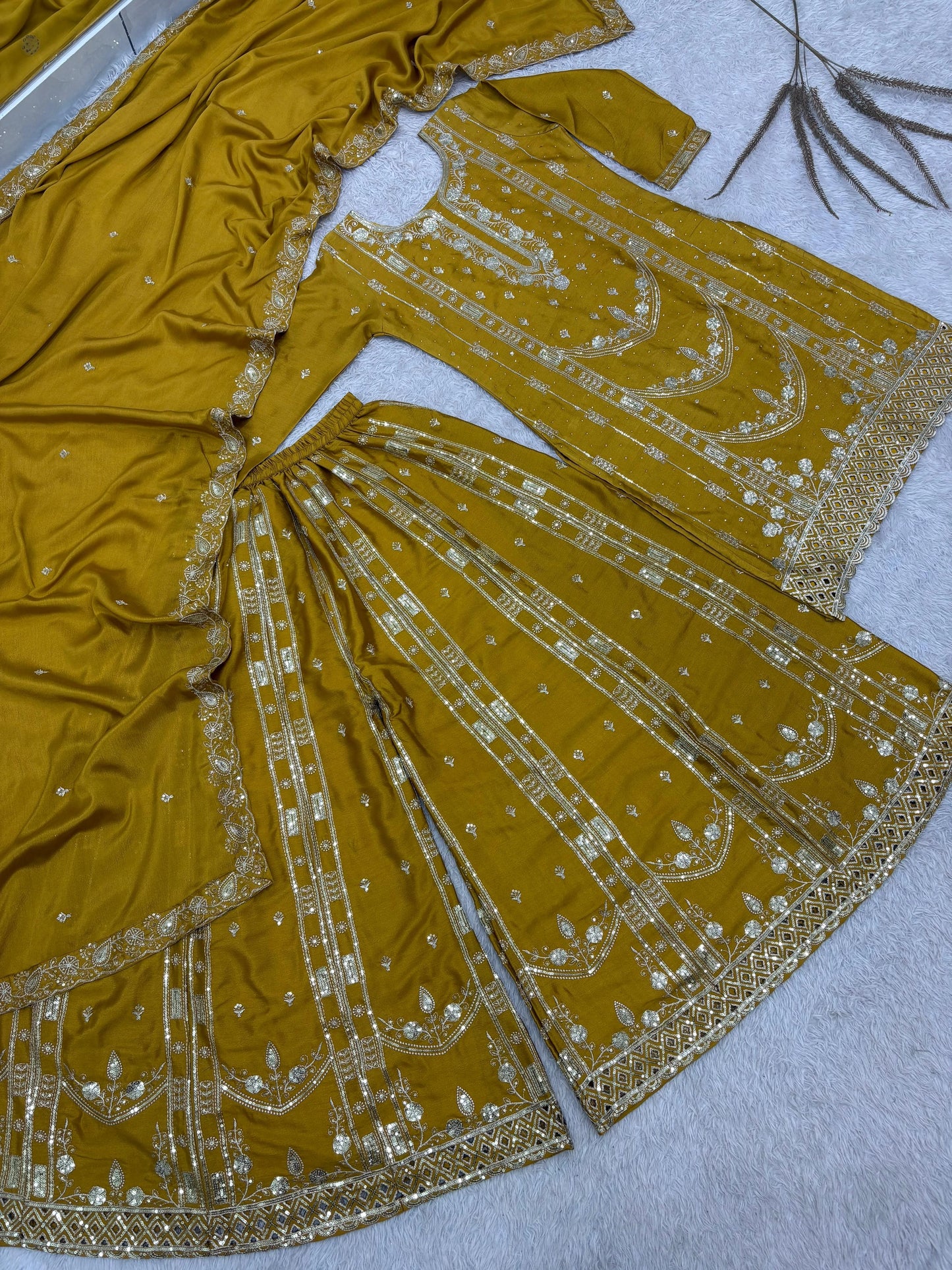 Vastra Creation's Designer Pakistani Style Top, Palazzo & Dupatta Set