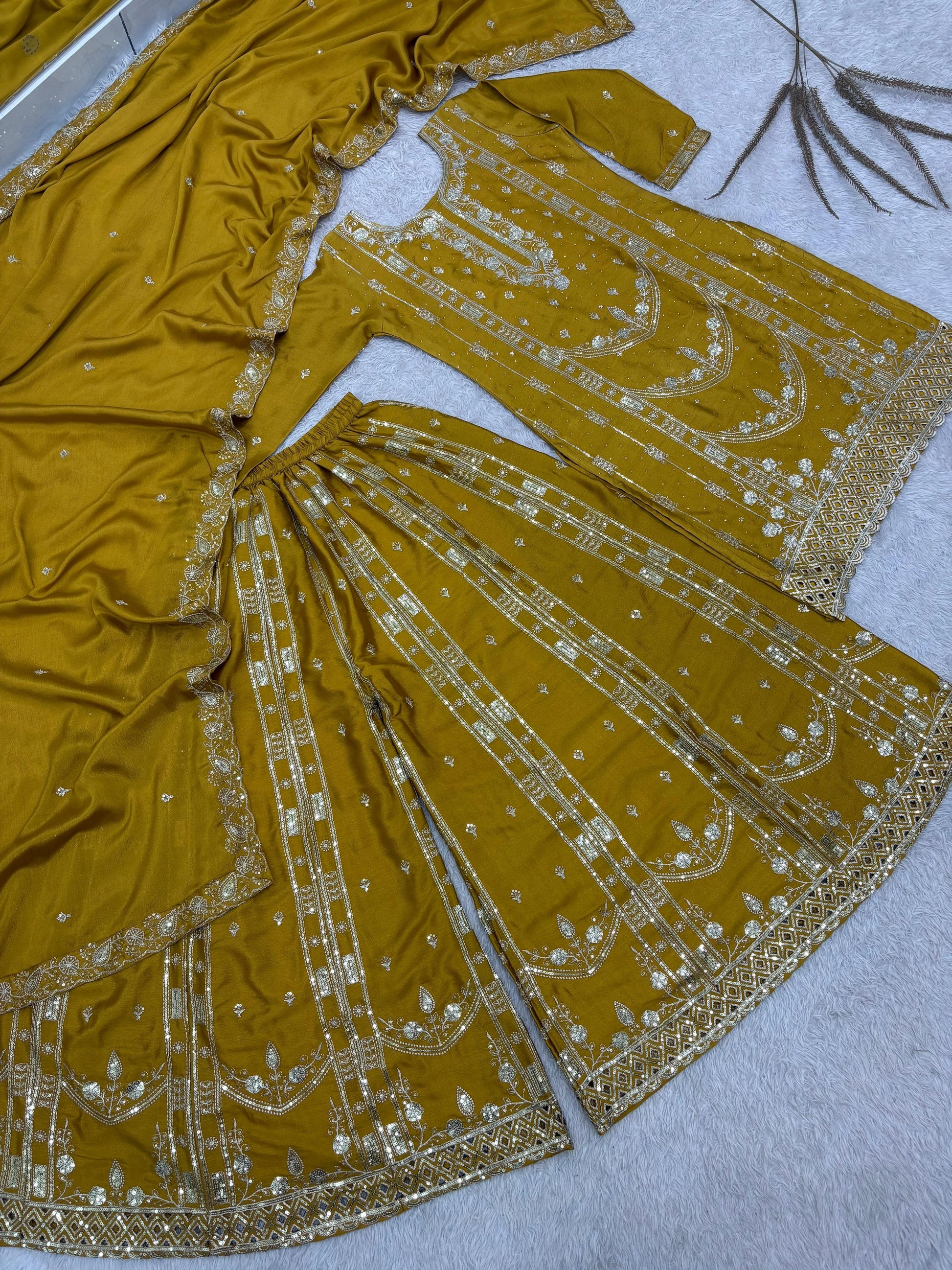 Vastra Creation's Designer Pakistani Style Top, Palazzo & Dupatta Set