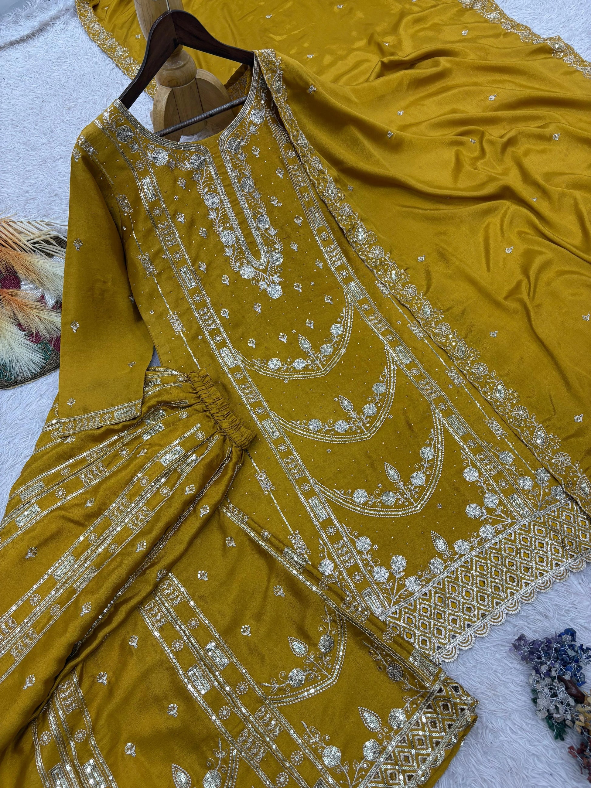 Vastra Creation's Designer Pakistani Style Top, Palazzo & Dupatta Set