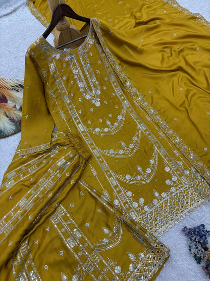 Vastra Creation's Designer Pakistani Style Top, Palazzo & Dupatta Set