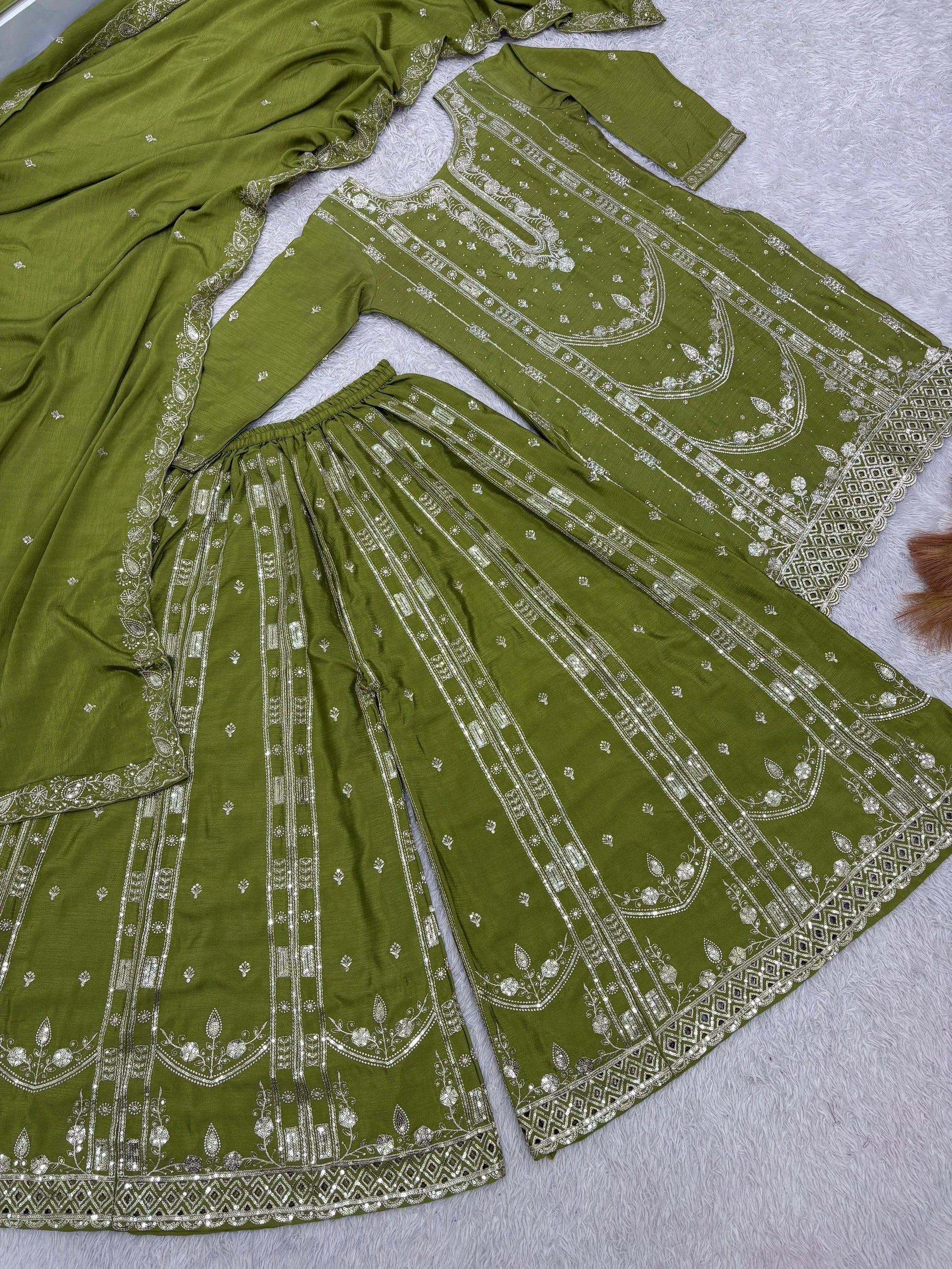 Vastra Creation's Designer Pakistani Style Top, Palazzo & Dupatta Set