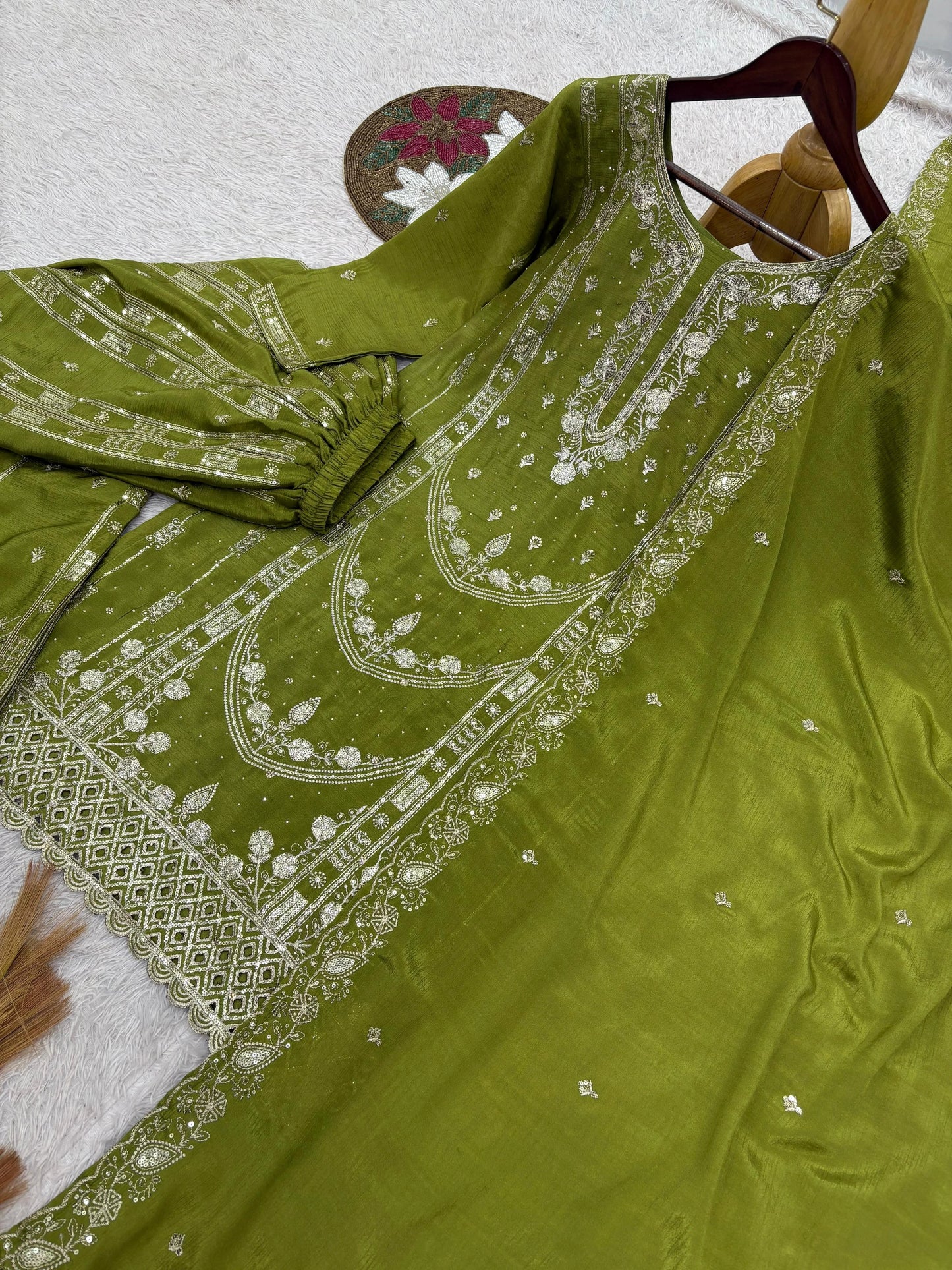 Vastra Creation's Designer Pakistani Style Top, Palazzo & Dupatta Set