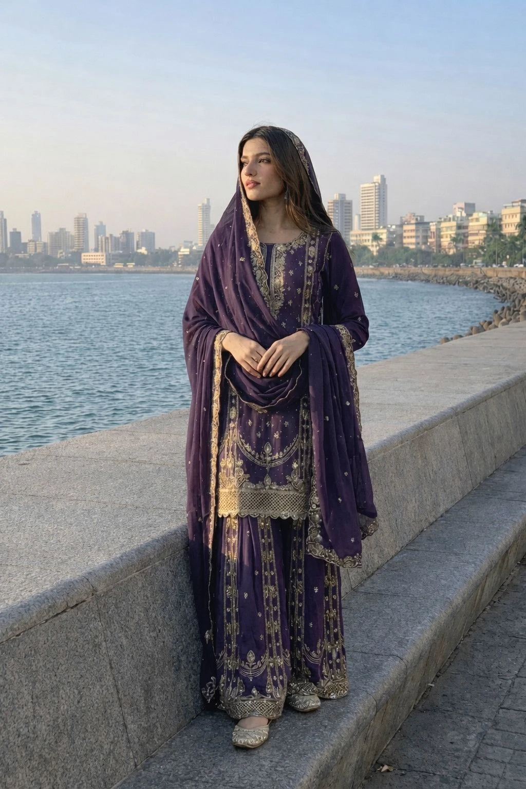 Vastra Creation's Designer Pakistani Style Top, Palazzo & Dupatta Set
