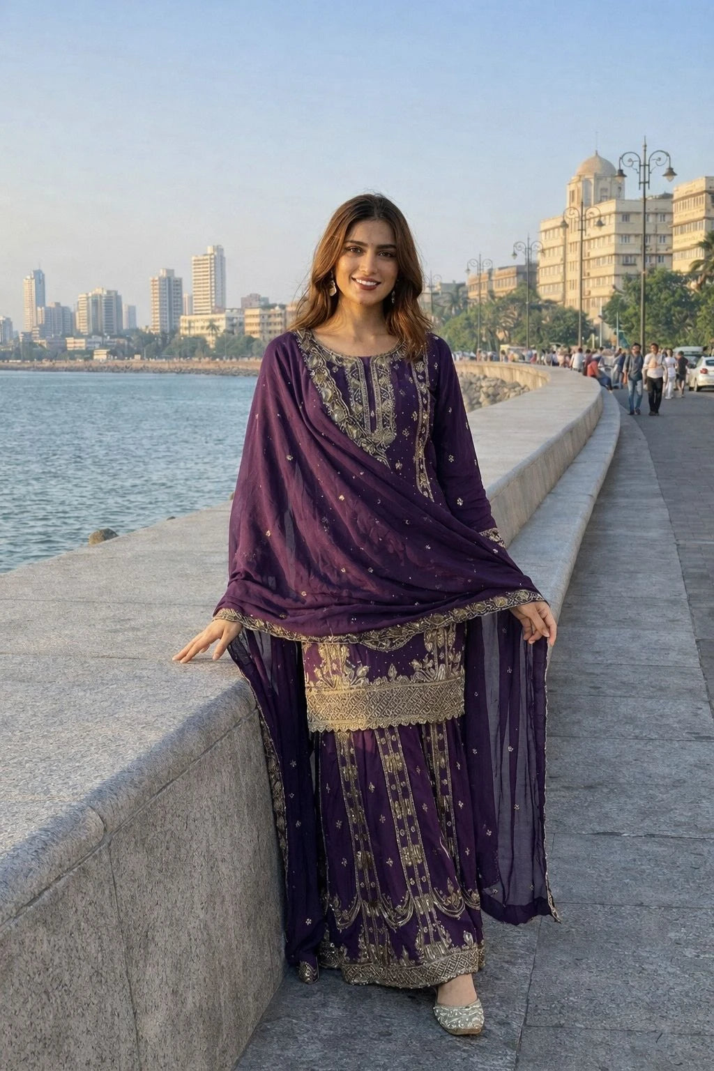Vastra Creation's Designer Pakistani Style Top, Palazzo & Dupatta Set