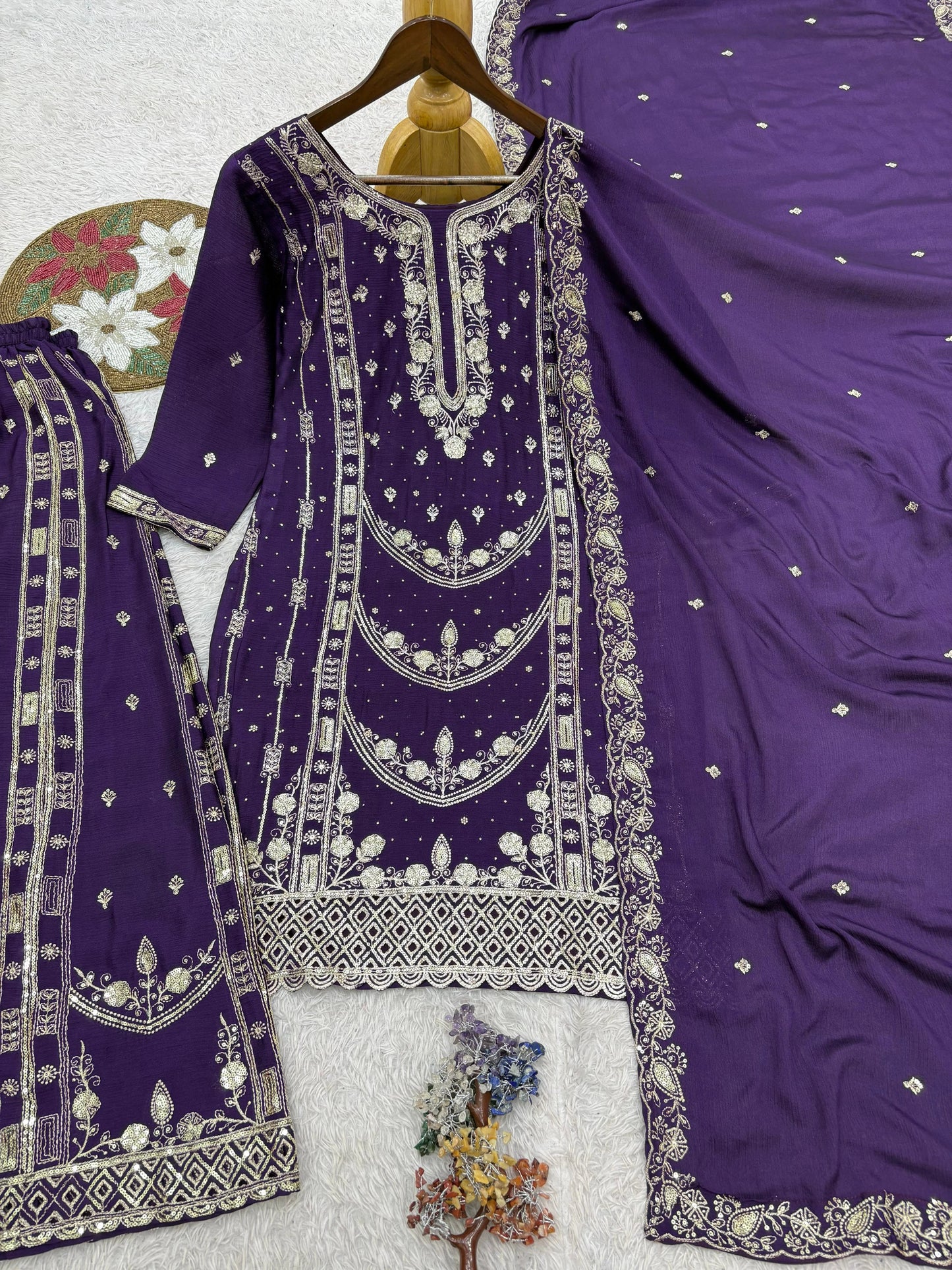 Vastra Creation's Designer Pakistani Style Top, Palazzo & Dupatta Set
