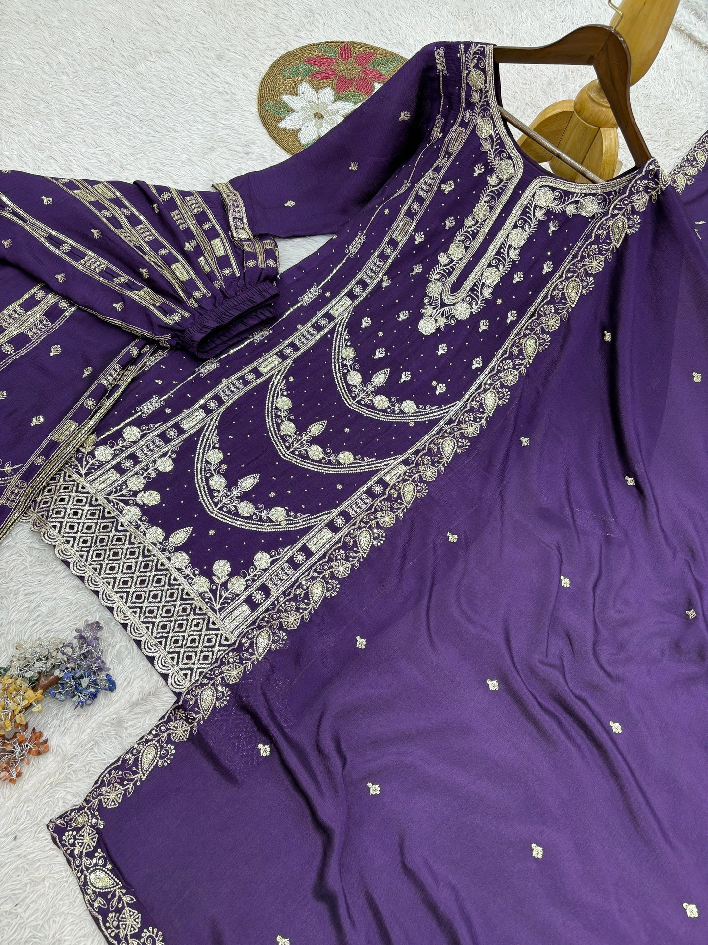 Vastra Creation's Designer Pakistani Style Top, Palazzo & Dupatta Set
