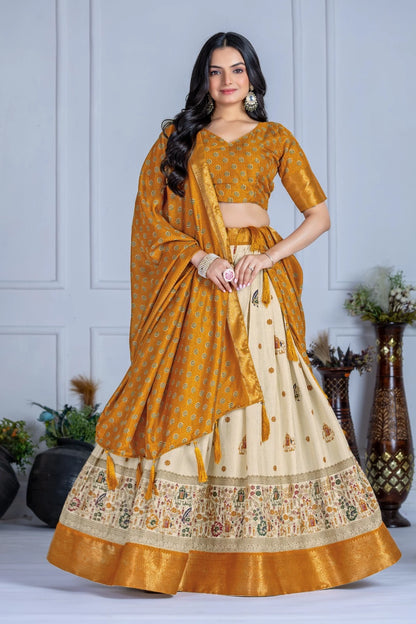 MR Creations' Premium Lichi Jacquard Lehenga Set