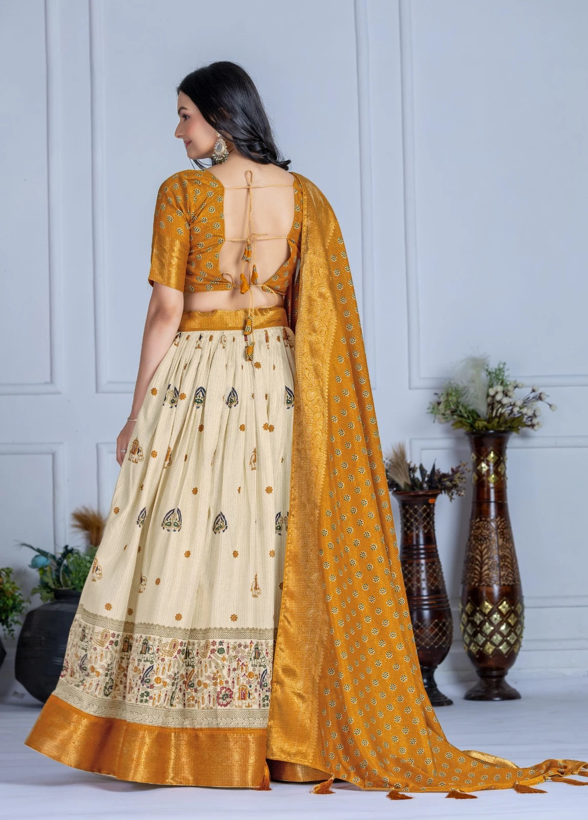 MR Creations' Premium Lichi Jacquard Lehenga Set