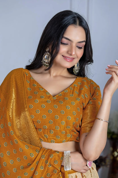 MR Creations' Premium Lichi Jacquard Lehenga Set