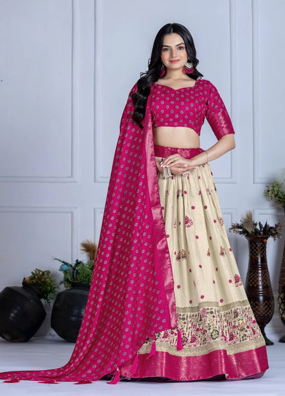 MR Creations' Premium Lichi Jacquard Lehenga Set