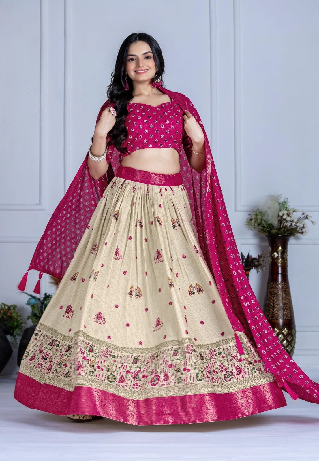 MR Creations' Premium Lichi Jacquard Lehenga Set
