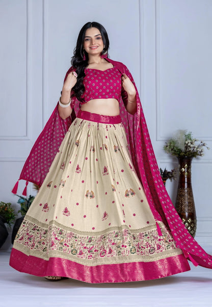 MR Creations' Premium Lichi Jacquard Lehenga Set