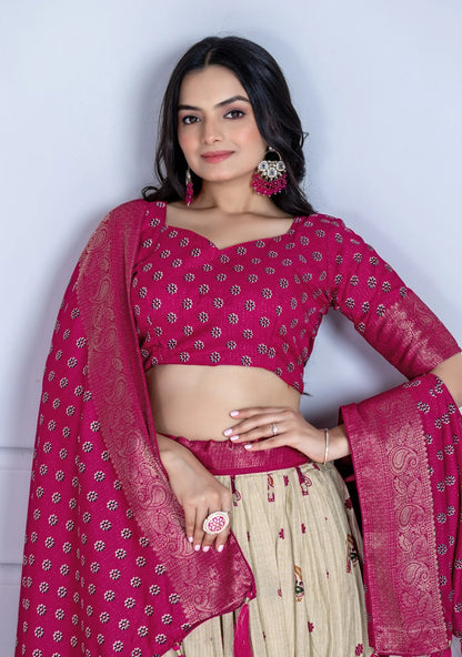 MR Creations' Premium Lichi Jacquard Lehenga Set