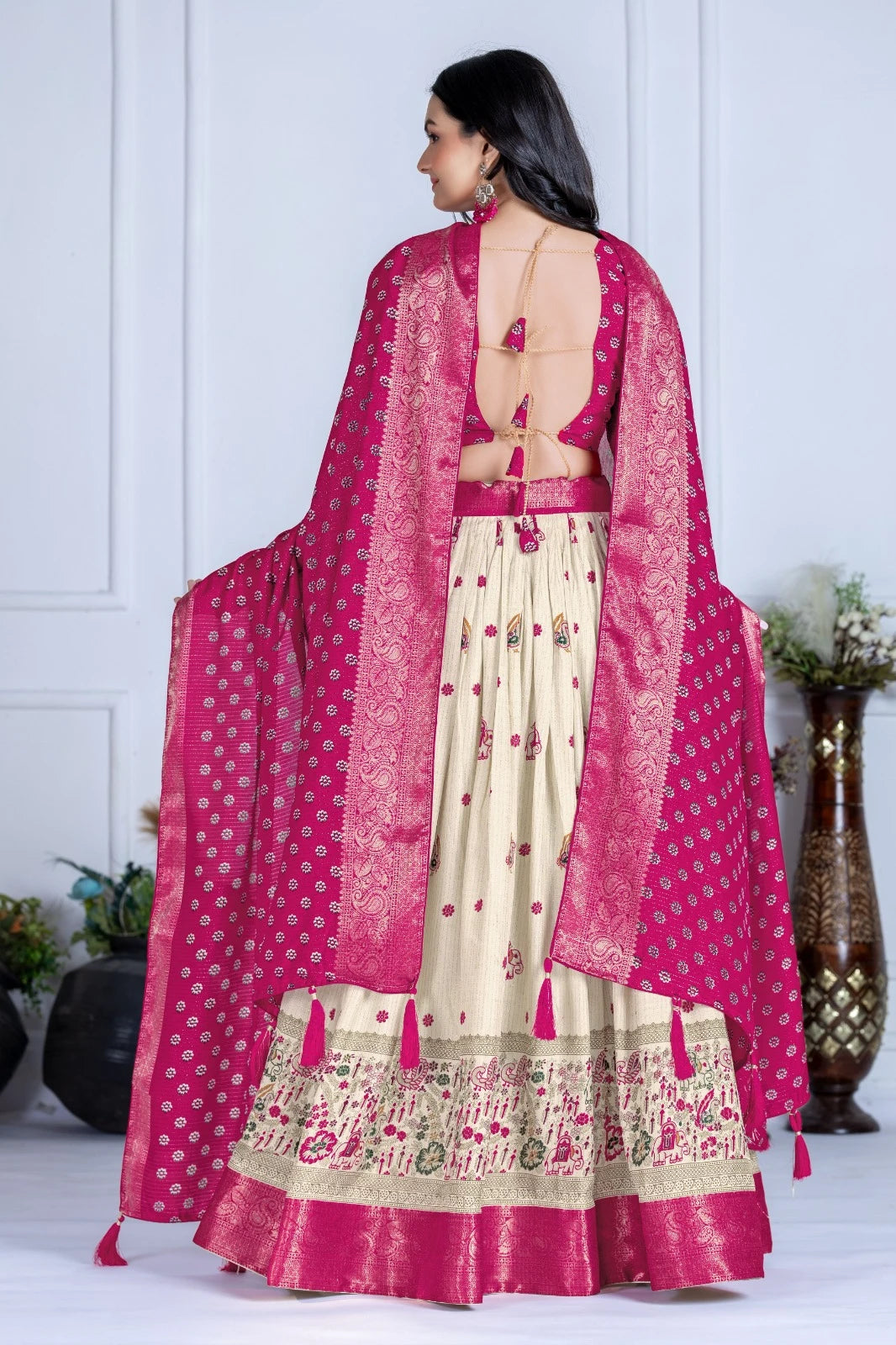 MR Creations' Premium Lichi Jacquard Lehenga Set