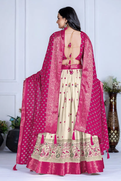 MR Creations' Premium Lichi Jacquard Lehenga Set