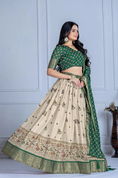 MR Creations' Premium Lichi Jacquard Lehenga Set