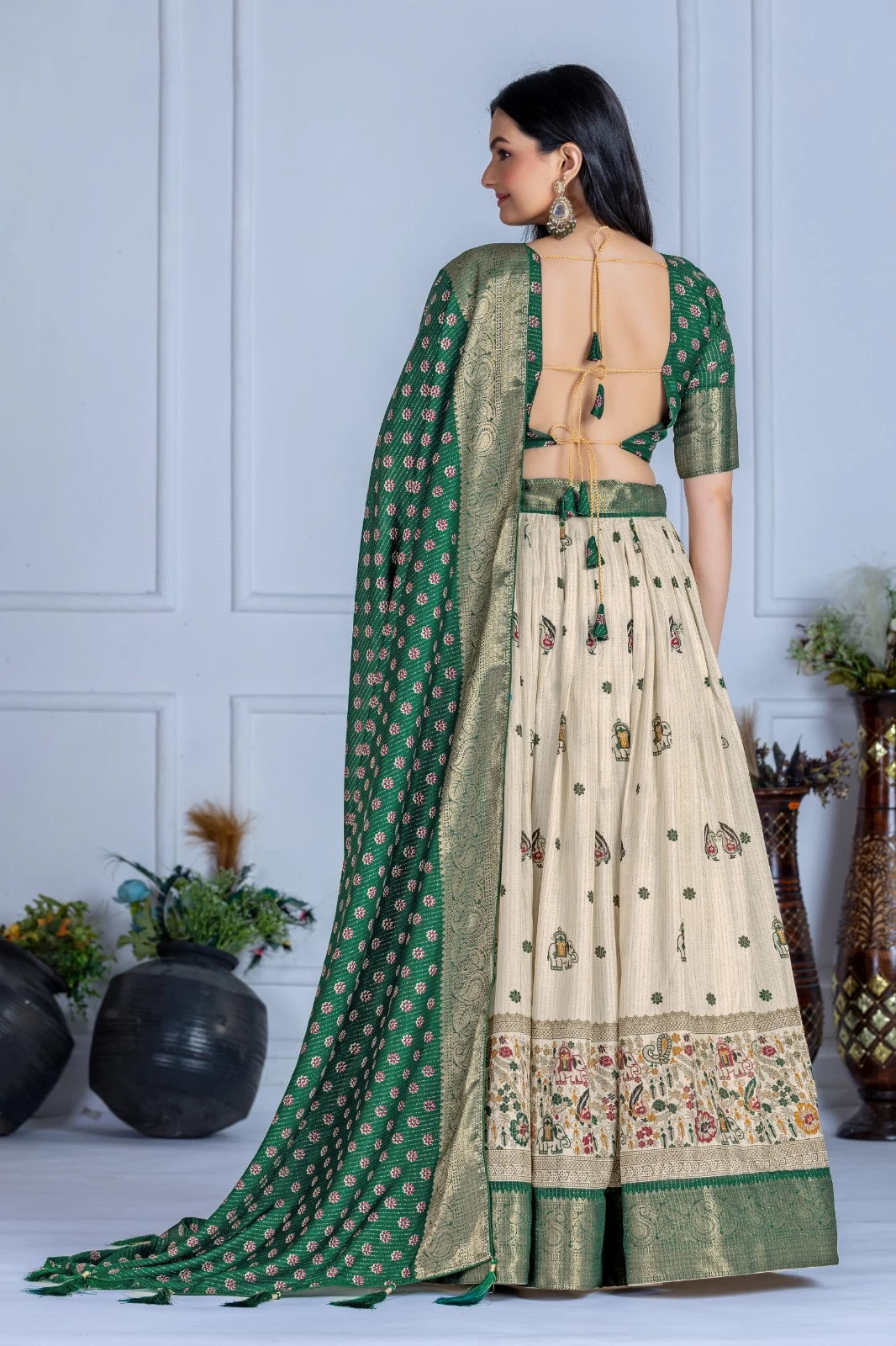 MR Creations' Premium Lichi Jacquard Lehenga Set