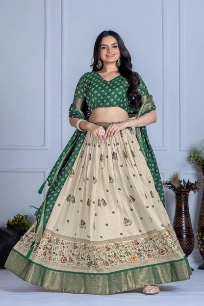 MR Creations' Premium Lichi Jacquard Lehenga Set