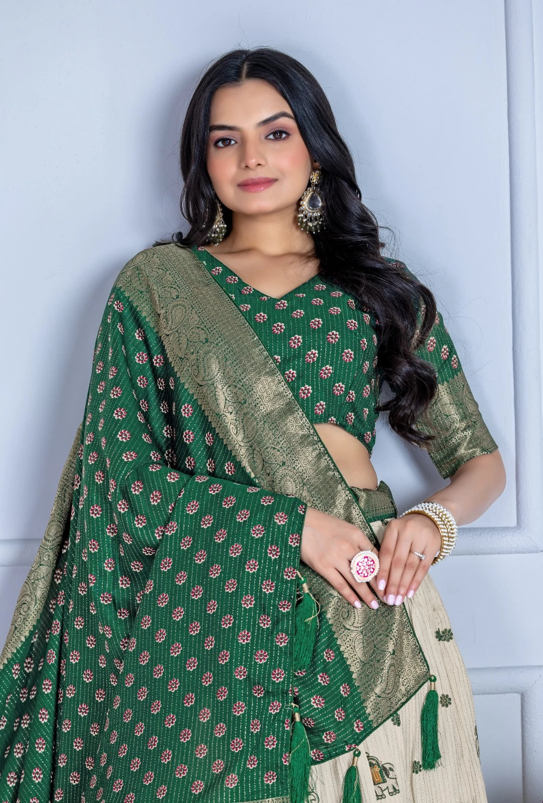 MR Creations' Premium Lichi Jacquard Lehenga Set