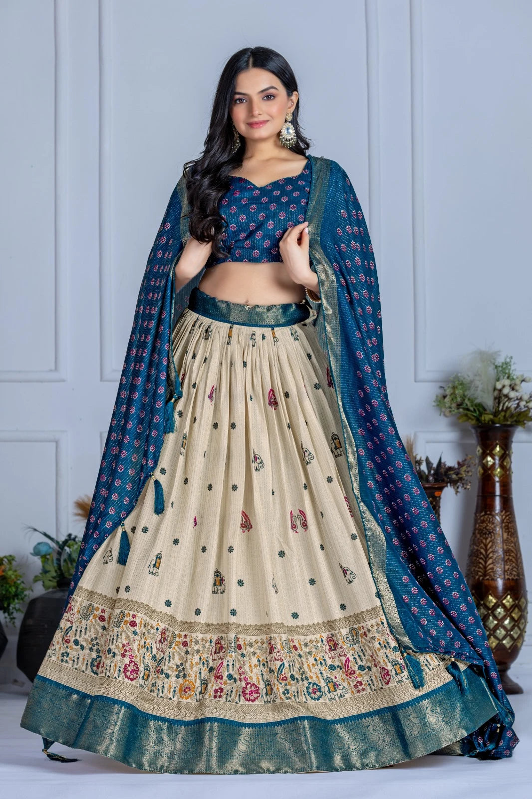 MR Creations' Premium Lichi Jacquard Lehenga Set
