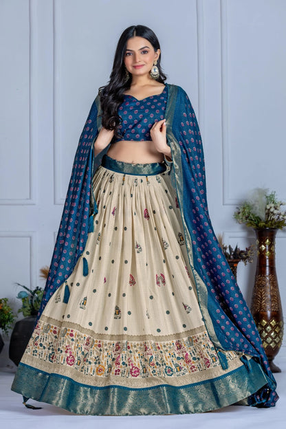 MR Creations' Premium Lichi Jacquard Lehenga Set