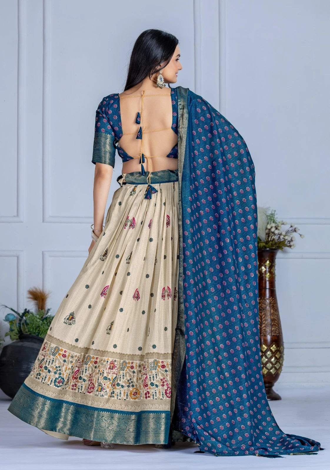 MR Creations' Premium Lichi Jacquard Lehenga Set