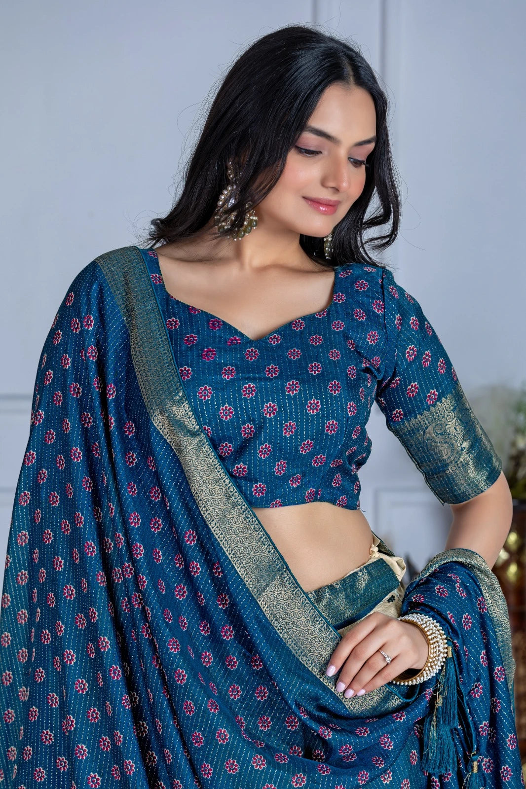 MR Creations' Premium Lichi Jacquard Lehenga Set