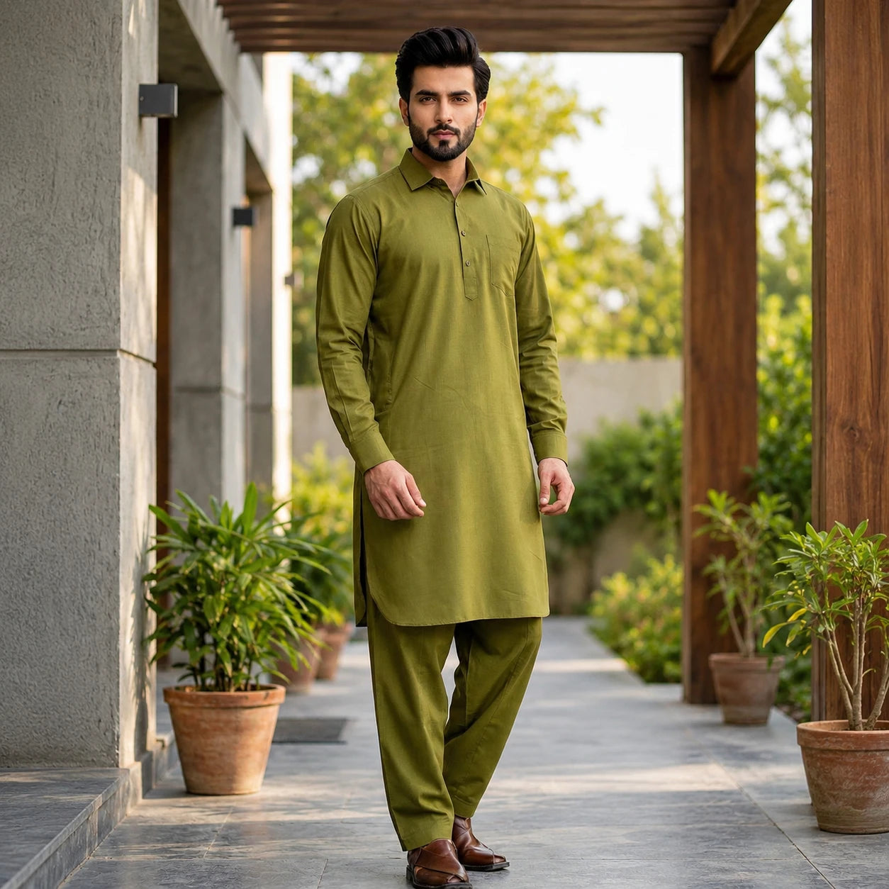 Inli Fashion's Premium Cotton Pathani Kurta & Salwar Set