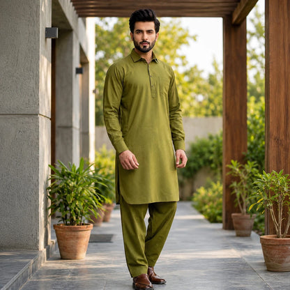 Inli Fashion's Premium Cotton Pathani Kurta & Salwar Set